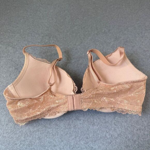 Victoria's Secret 36C Lace Underwire Plunge‎ Bra Rhinestones Tan Cream Gold Sexy - Picture 4 of 12